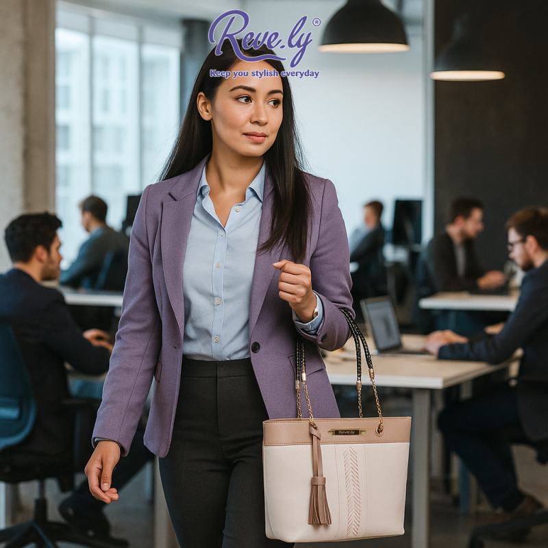Wanita membawa tas REVELY ZYLA ke kantor